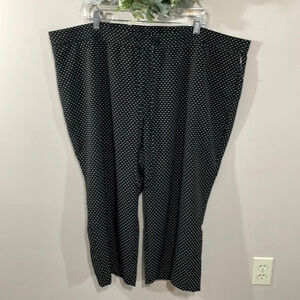 NWOT Talbots Woman Black & White Polka Dot Elastic Waist Pull On Crop Pant 22W